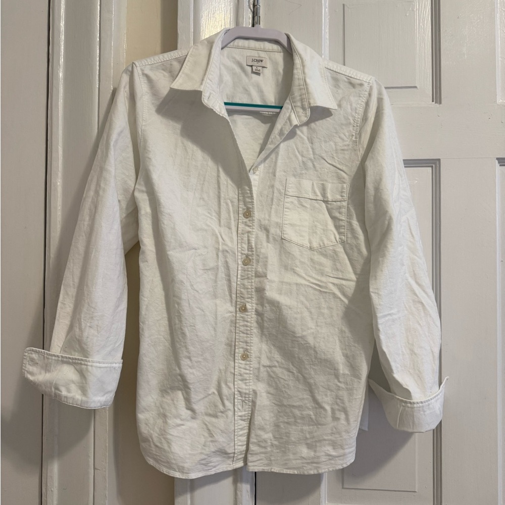 J.Crew Classic Fit White Button Down Shirt Cotton Long Sleeve Large L